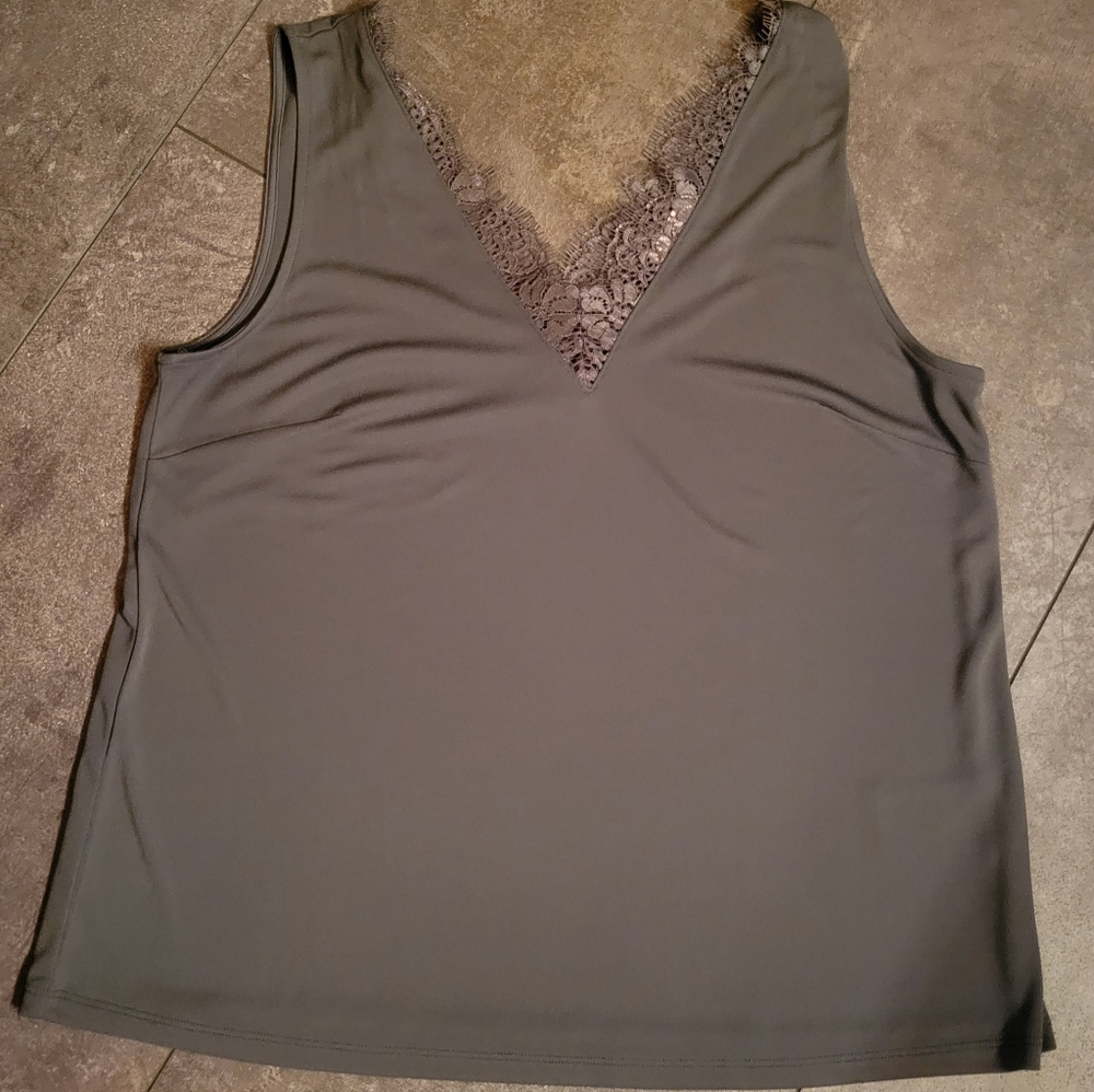 H&M Olive green lace tank.